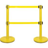 Dual Belt Crowd Control Barrier, Steel, 35" H, Yellow Tape, 7' Tape Length Air Extreme Inc.