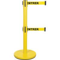 Dual Belt Crowd Control Barrier, Steel, 35" H, Yellow Tape, 7' Tape Length Air Extreme Inc.