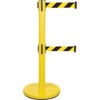 Dual Belt Crowd Control Barrier, Steel, 35" H, Black/Yellow Tape, 7' Tape Length Air Extreme Inc.