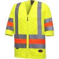 6019 Short-Sleeved Quebec Traffic Control Shirt, Polyester, X-Small, High Visibility Lime-Yellow Air Extreme Inc.