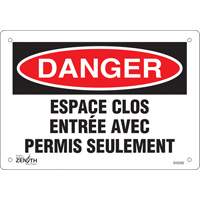 Enseigne  Espace clos , 7" x 10", Aluminium, Français Air Extreme Inc.