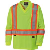 6985 Traffic Micro Mesh Long-Sleeved Safety Shirt, Small, High Visibility Lime-Yellow Air Extreme Inc.