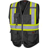 6959BK Tricot High-Visibility Safety Vest with Zipper Closure, Black, X-Small, Polyester Air Extreme Inc.