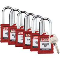 Velocity Lockout Padlocks, Red, Keyed Different, Nylon, 1-1/2" Width Air Extreme Inc.