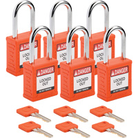 Velocity Lockout Padlocks, Orange, Keyed Different, Nylon, 1-1/2" Width Air Extreme Inc.