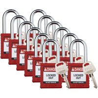 Velocity Lockout Padlocks, Red, Keyed Different, Nylon, 1-1/2" Width Air Extreme Inc.
