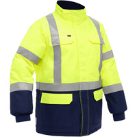 Manteau pour le froid extr&ecirc;me avec bas bleu marin et X au dos Bisley, Polyester, Jaune lime haute visibilit&eacute;, Petit Air Extreme Inc.