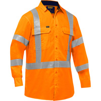 Chemise de travail &agrave; manches longues et X au dos Bisley avec X-Airflow, Poly-coton, Petit, Orange haute visibilit&eacute; Air Extreme Inc.