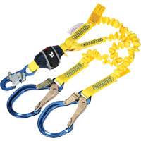 Twin-Leg Stretch Web Shock-Absorbing Lanyard, 6', Rebar Hook Center, Snap Hook Leg Ends Air Extreme Inc.