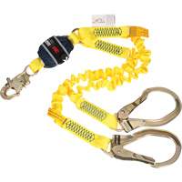 Twin-Leg Stretch Web Shock-Absorbing Lanyard, 6', Rebar Hook Center, Snap Hook Leg Ends Air Extreme Inc.