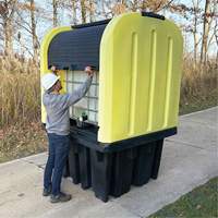 Yellow Roll Top Hardcover Spill Pallet, 65" L x 65" W x 101" H, 5000 lbs. Load Capacity Air Extreme Inc.