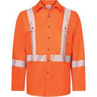 Avenger 7 oz Deluxe Segmented Striped High-Visibility Work Shirt, Style 652, Men's, Small, Orange Air Extreme Inc.