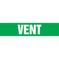 "Vent" Pipe Markers, Self-Adhesive, 4" H x 24" W, White on Green Air Extreme Inc.
