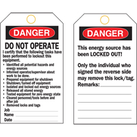 &eacute;tiquettes de verrouillage, Plastique, 3" la x 5-3/4" h, Anglais Air Extreme Inc.