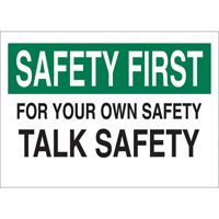 "Talk Safety" Sign, 10" x 14", Aluminum, English Air Extreme Inc.