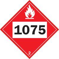 1075 Liquefied Petroleum Flammable Gas TDG Placard, Plastic Air Extreme Inc.