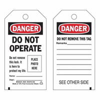 Self-Laminating "Do Not Operate" Tags, Polyester, 3" W x 5-3/4" H, English Air Extreme Inc.