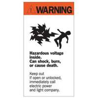 "Warning Hazardous Voltage" Sign, 8" x 4-1/2", Acrylic, English with Pictogram Air Extreme Inc.