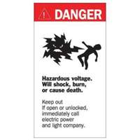 "Danger Hazardous Voltage" Sign, 8" x 4-1/2", Acrylic, English with Pictogram Air Extreme Inc.