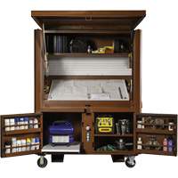 Coffre de chantier et surface de travail sur le terrain, 33" la x 63" p x 80" h, Acier, Rouge Air Extreme Inc.