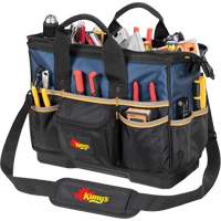 Molded Base Big-Mouth Tote Tool Bag, Ballistic Polyester, 23 Pockets, Black/Blue Air Extreme Inc.