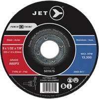 Meules &agrave; tronçonner Power Xtreme pour des meuleuses &agrave; angle — pour acier/acier inoxydable, 5" x 1/16", Arbre de 7/8", Type 27, 12 200 Tr/min Air Extreme Inc.