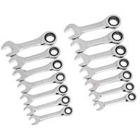 72-Tooth 12 Point Stubby Wrench Set, Ratcheting Combination, 14 Pieces, Imperial and Metric Air Extreme Inc.