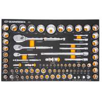 Jeu d'outils SAE/m&eacute;triques pour m&eacute;canicien &agrave; 90 dents 1/4", 3/8" & 1/2" avec plateau de rangement en mousse Air Extreme Inc.