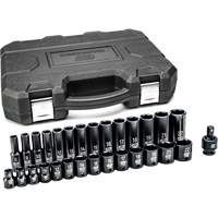 6-Point Metric Socket Set, 29 Pcs, Impact, 3/8" Drive Size, Deep Air Extreme Inc.