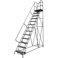 Deep Top Step Rolling Ladder, 13 Steps, 24" Step Width, 130" Platform Height, Steel Air Extreme Inc.