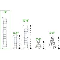 Telescoping Multi-Position Ladder, 2.916' - 9.75', Aluminum, 300 lbs., CSA Grade 1A Air Extreme Inc.