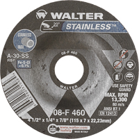 Meules &agrave; moyeu d&eacute;port&eacute; en acier inoxydable, 4-1/2" x 1/4", Arbre 7/8", Type 27 Air Extreme Inc.