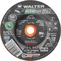 Meule FLEXCUT MILL SCALE, 4-1/2", 36 Grain, Oxyde d'aluminium, 5/8"-11, 13 300 Tr/min, Type 29 Air Extreme Inc.