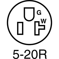 2-Pole 3-Wire Grounding Straight Blade Connector, 5-20P, Nylon Air Extreme Inc.