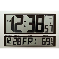 Jumbo Clock, Digital, Battery Operated, 16.5" W x 1.7" D x 11" H, Silver Air Extreme Inc.