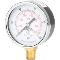 Pressure Gauge, 2-1/2" , 0 - 100 psi, Bottom Mount, Analogue Air Extreme Inc.